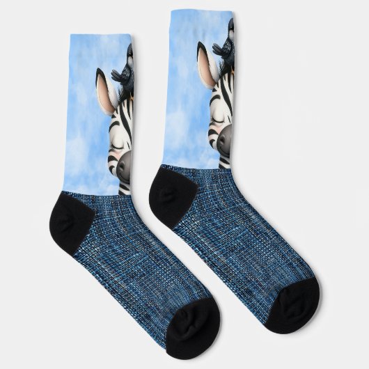 Zebra und Vogel lächeln Socken (Rechts)