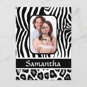 Zebra- und Zetah-Druck Postkarte