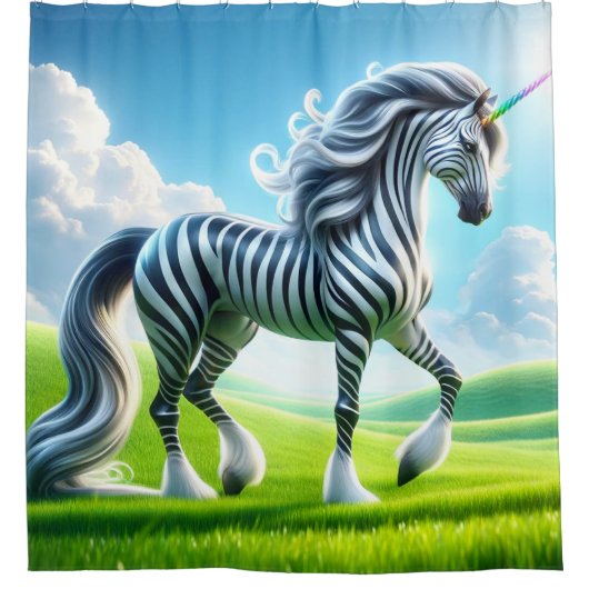Zebra Unicorn Duschvorhang (Vorderseite)