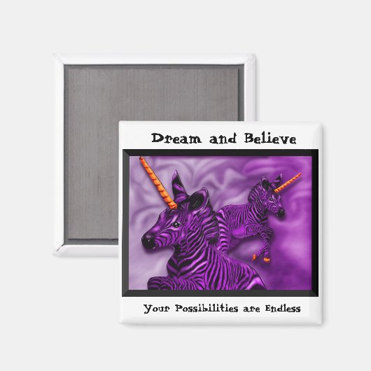 Zebra Unicorns mit einer inspirierenden Note Magnet (Vorderseite/Rückseite)
