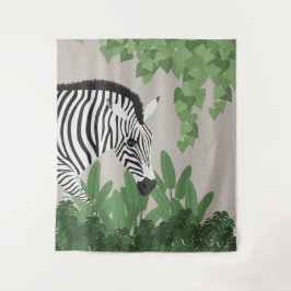 Zebra unter Blättern Teppich Wandteppich