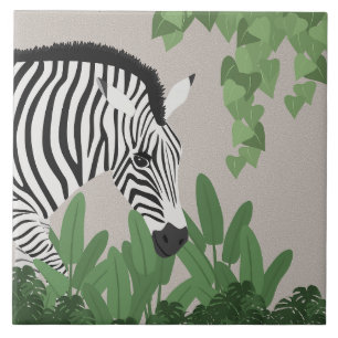 Zebra unter den Blätter Fliese