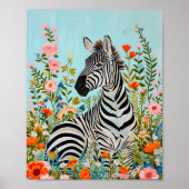 Zebra unter den Blooms 🦓 Poster (Vorne)