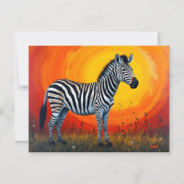 Zebra unter einer strahlenden Sonne Postkarte