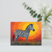 Zebra unter einer strahlenden Sonne Postkarte (Stehend Vorderseite)