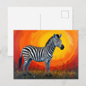 Zebra unter einer strahlenden Sonne Postkarte (Vorne/Hinten)