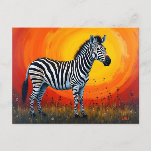 Zebra unter einer strahlenden Sonne Postkarte (Vorderseite)