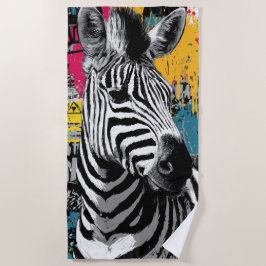 Zebra Urban Graffiti Street Art Illustration Strandtuch