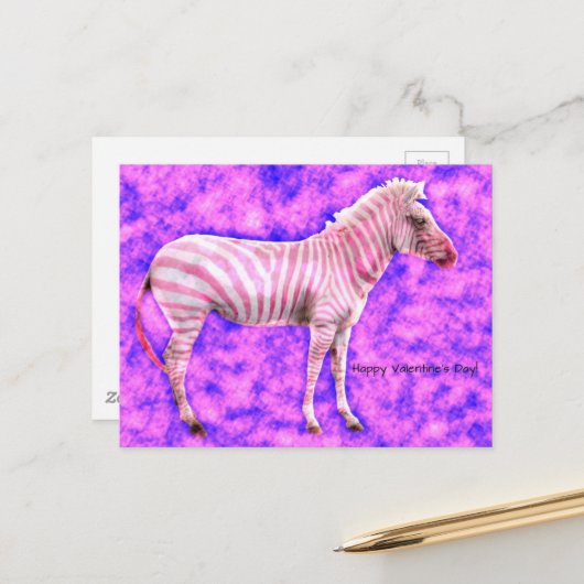 Zebra Valentinstag Postkarte (Vorderseite/Rückseite Beispiel)