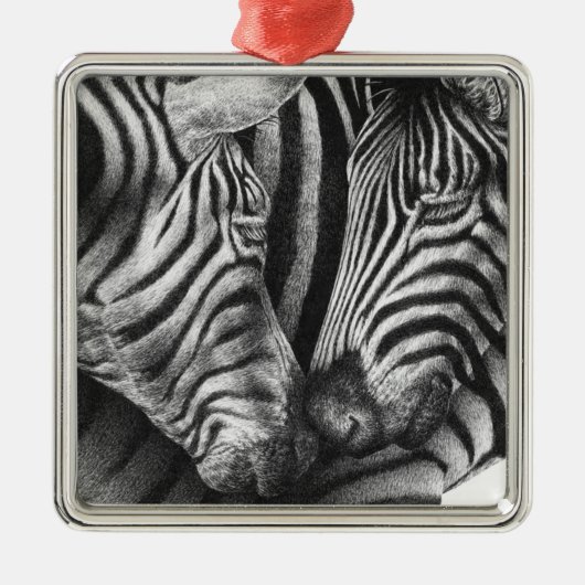 Zebra-Verzierung Silbernes Ornament (Vorne)