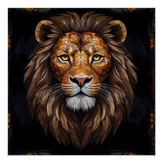 Zebra Vibrant Mosaic Poster (Vorderseite)