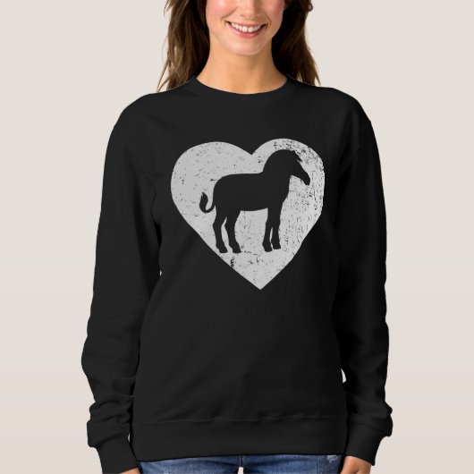 Zebra Vintag White Heart Animal Valentinstag Sweatshirt (Vorderseite)