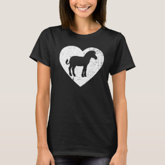 Zebra Vintage Weißes Herz Tier Valentinstag T-Shirt