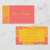 Zebra-Visitenkarte für rosa und gelbe Flora Visitenkarte (Vorne/Hinten)