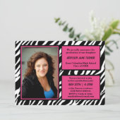 Zebra w/Pink Trim mit Foto - Grad Ankündigung (Stehend Vorderseite)