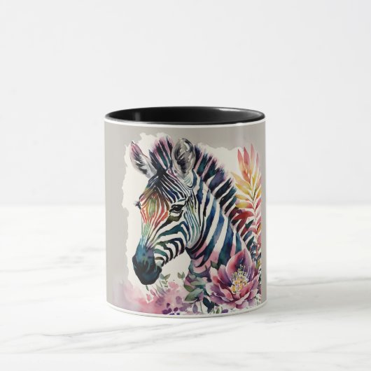 Zebra Watercolor Art Tasse (Zentrum)