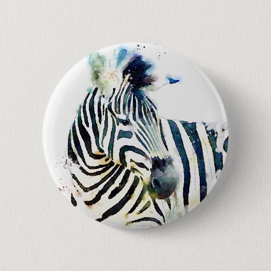 Zebra Watercolor Button (Vorderseite)
