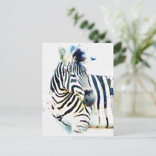 Zebra Watercolor Postkarte (Stehend Vorderseite)