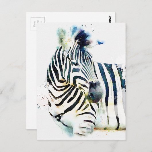 Zebra Watercolor Postkarte (Vorne/Hinten)