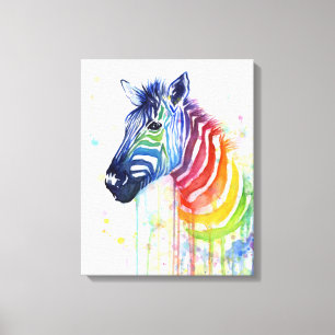 Zebra Watercolor Rainbow Art Painting Canvas Print Leinwanddruck