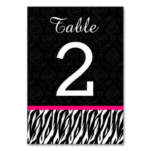 ZEBRA Wedding Tischnummer 1 mit HOT PINK V2
