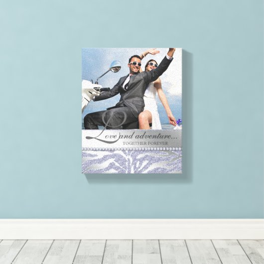 Zebra Wedding Verlobung Foto Leinwand Silver (Insitu (Holzboden))