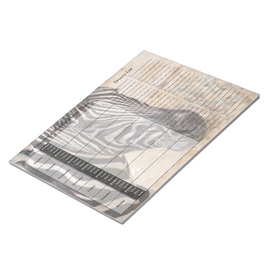 Zebra Weekly Personalisiert Meal Planner Notizblock (angewinkelt)