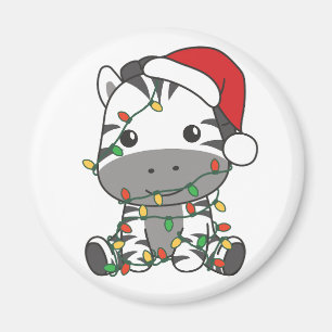 Zebra Weihnachts-Wintertiere Urlaub Zebras Magnet