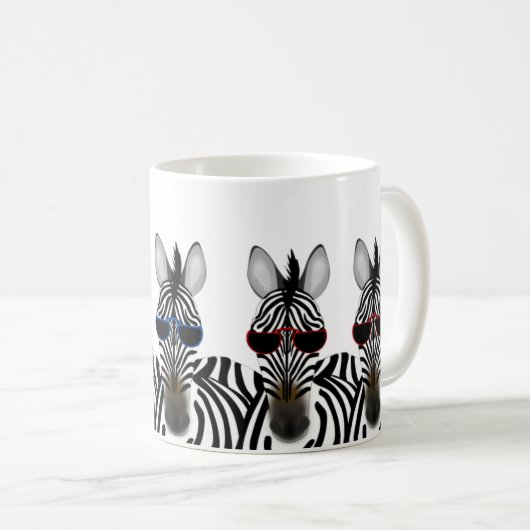 Zebra-Weiß 11 Unze-Klassiker-Tasse Kaffeetasse (VorderseiteRechts)