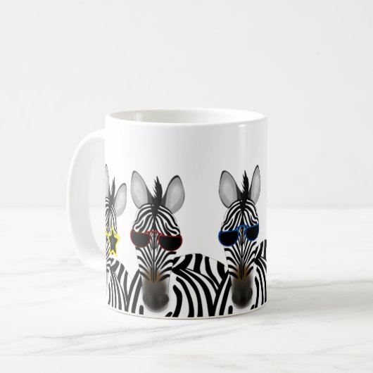 Zebra-Weiß 11 Unze-Klassiker-Tasse Kaffeetasse (Vorderseite Links)