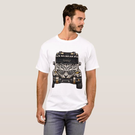 Zebra White Adventure SUV — BV-JZW Frontansicht T-Shirt (Vorne ganz)