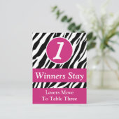 Zebra Wild Animal Print Bunco Tischnummer Card #1 (Stehend Vorderseite)