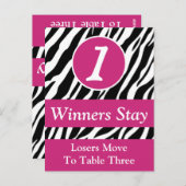 Zebra Wild Animal Print Bunco Tischnummer Card #1 (Vorne/Hinten)