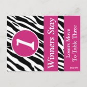 Zebra Wild Animal Print Bunco Tischnummer Card #1 (Rückseite)