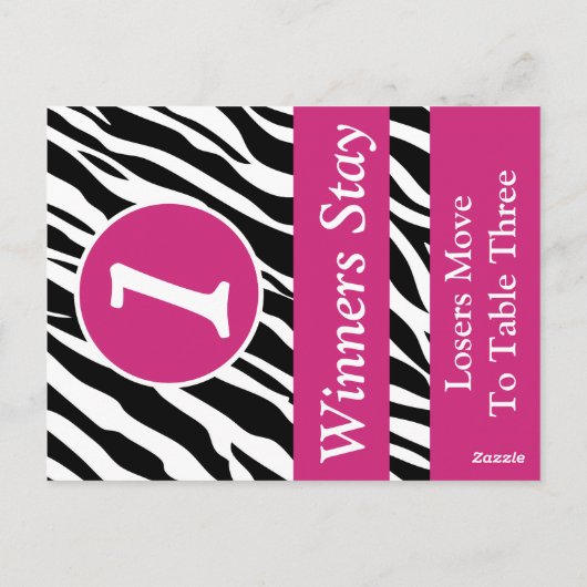 Zebra Wild Animal Print Bunco Tischnummer Card #1 (Rückseite)