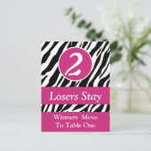 Zebra Wild Animal Print Bunco Tischnummer Card #2 (Stehend Vorderseite)