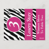 Zebra Wild Animal Print Bunco Tischnummer Card #3 (Rückseite)