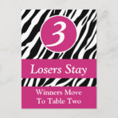 Zebra Wild Animal Print Bunco Tischnummer Card #3 (Vorderseite)