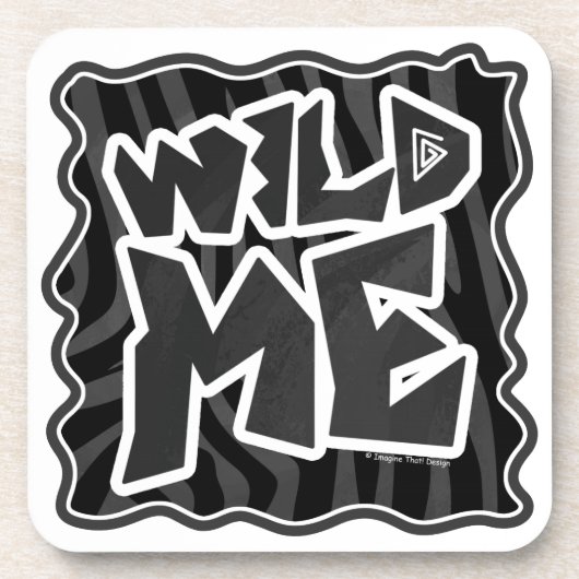 Zebra Wild me Black and Gray Untersetzer (Vorderseite)