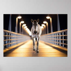 Zebra Wildlife Animal auf der Straße im Freien Poster