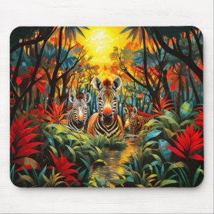 Zebra Wildlife Concept Abstrakt Colorful Wildlife Mousepad