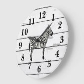 Zebra Wildlife Decor Rustikale Shiplap Große Wanduhr (Winkel)