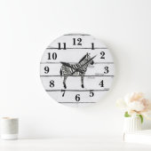 Zebra Wildlife Decor Rustikale Shiplap Große Wanduhr (Zuhause)