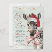 Zebra Winter Baby Dusche Einladung (Vorderseite)