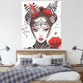 Zebra Woman - preisgekrönter Pop Art Leinwanddruck (Insitu (Schlafzimmer))