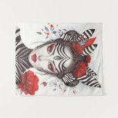 Zebra Woman - preisgekrönter Pop Art Wandteppich (Vorderseite (Horizontal))