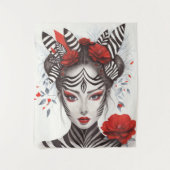 Zebra Woman - preisgekrönter Pop Art Wandteppich (Vorderseite)