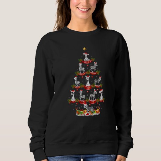 Zebra Xmas Holiday Santa Zebra Christmas Tree Sweatshirt (Vorderseite)