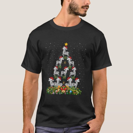 Zebra Xmas Tree Gift Weihnachtsmannmütze Zebra Wei T-Shirt (Vorderseite)