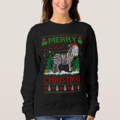 Zebra Xmas Tree Lights Ugly Santa Zebra Christma Sweatshirt (Vorderseite)